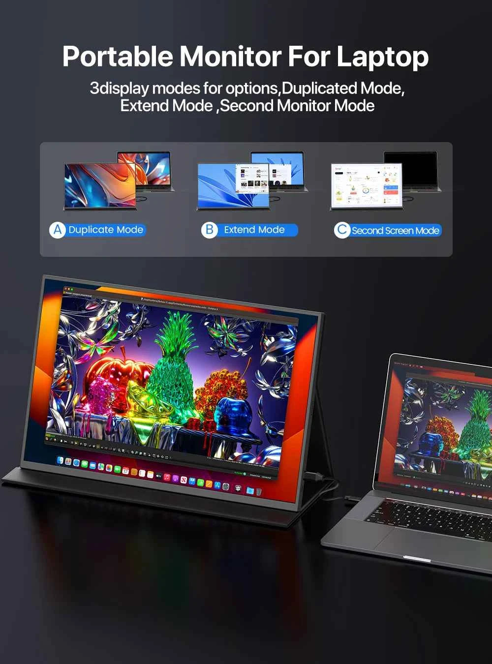 UPERFECT Portable Monitor 18 Inch 2.5K 100% DCI-P3 144Hz Gaming Display IPS LCD Panel Matte Mobile Screen FreeSync HDR With VESA