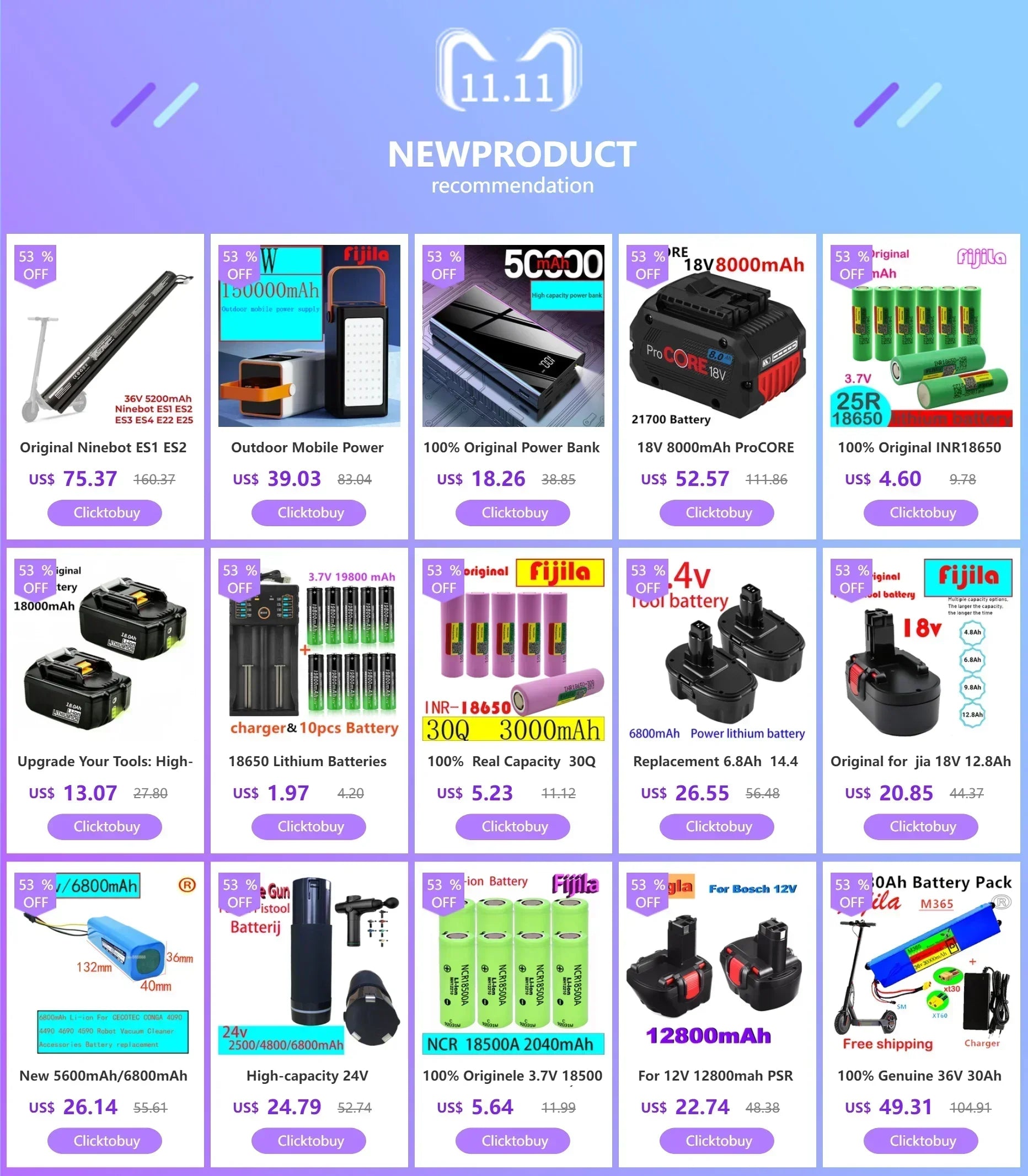 New 21700 Battery Cell 10Ah/20Ah Touch Digital Display Screen Fast Charging PD Bidirectional   Mobile Power Supply