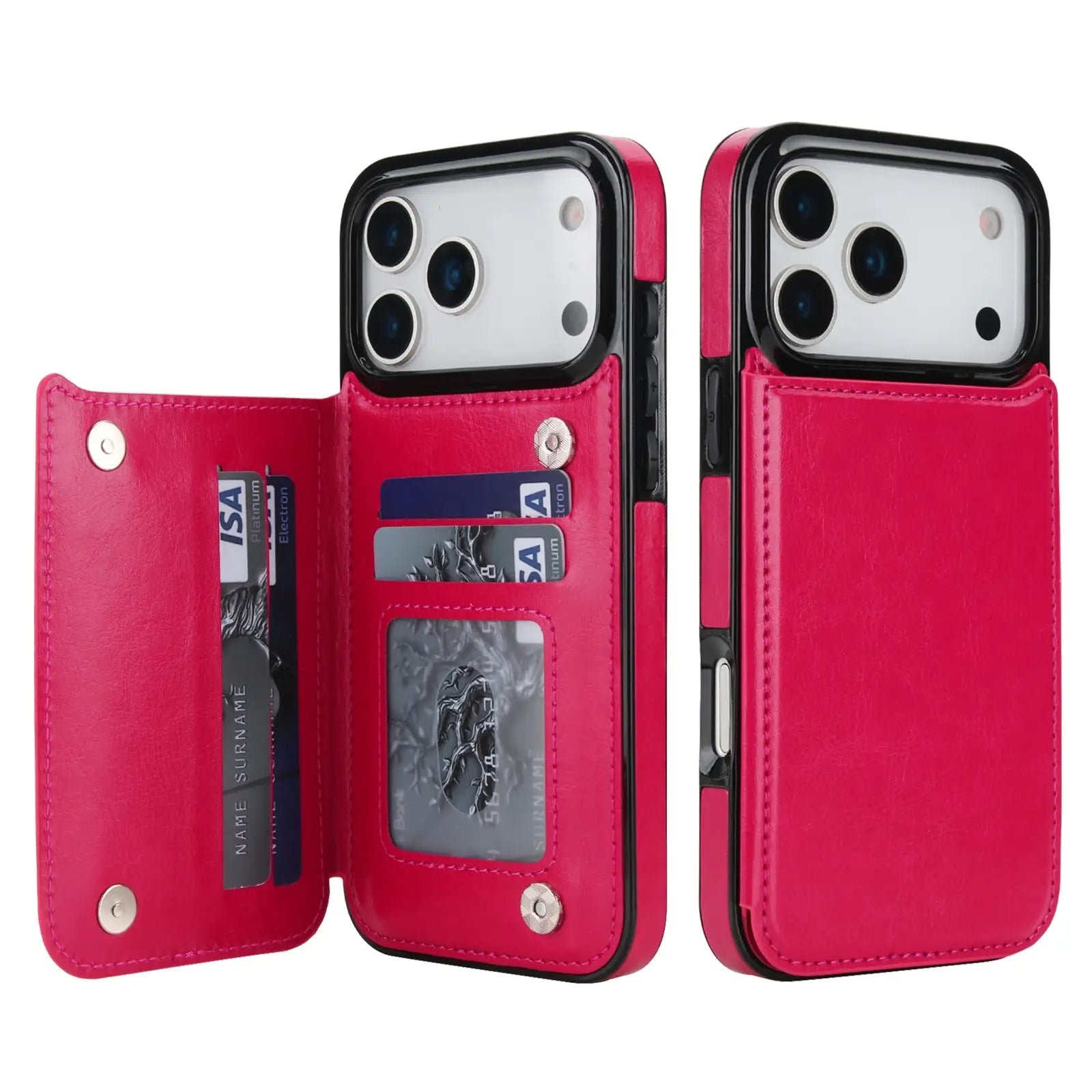 for iPhone Air 17 Pro Max Wallet Case with Card Holder,Faux Leather Kickstand,Double Magnetic Clasp and Durable Shockproof Cover