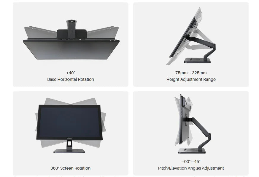 Huion Desktop Arm ST500 Display Holder for 2-10Kg Monitor Compatible with Kamvas 22/22 Plus/24/24 Plus/Pro 19/Pro 24 (4K)/Pro 27
