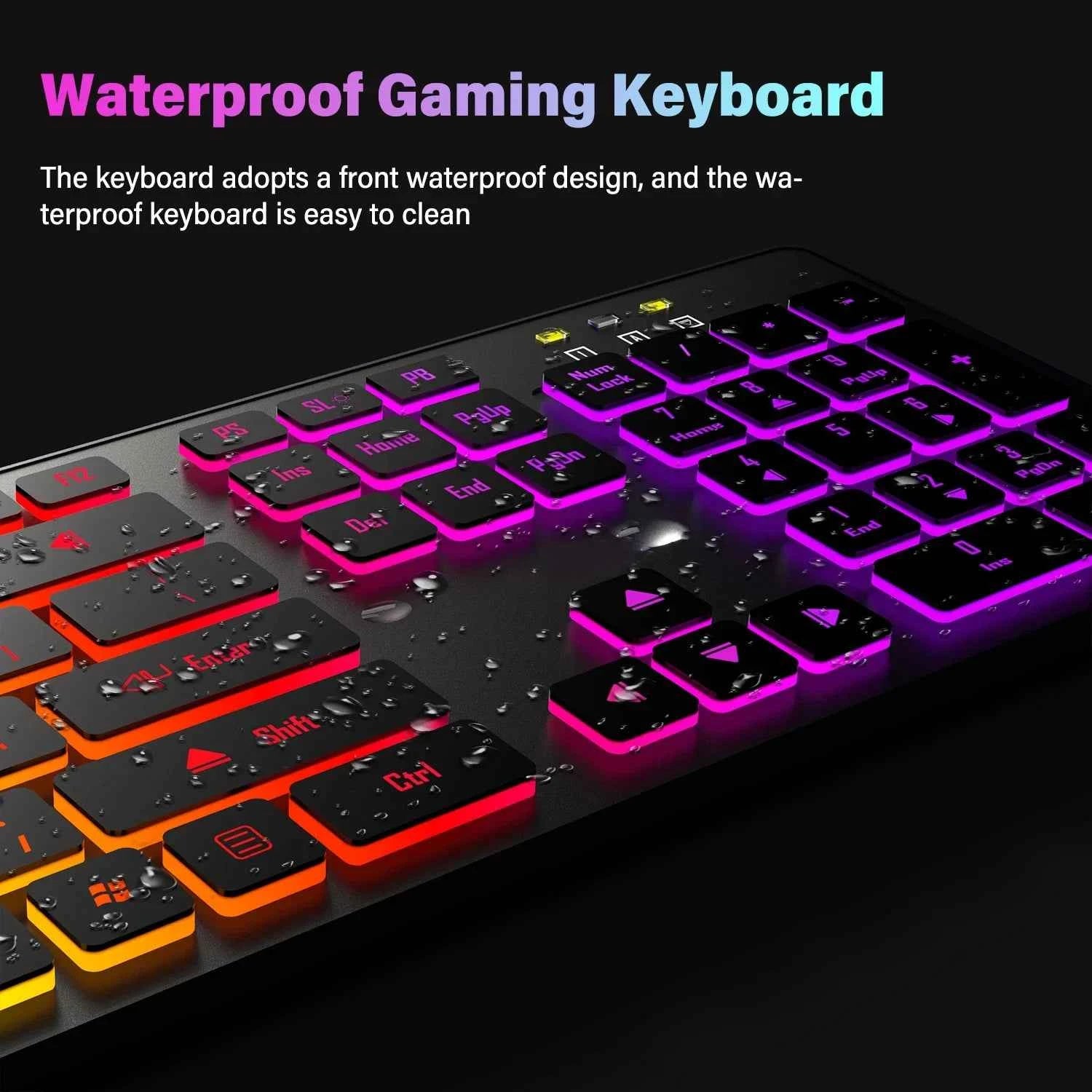 Computer Gaming Keyboard Light Backlit RGB Mute wired keyboard USB office home Russian French Spanish German Arabic English