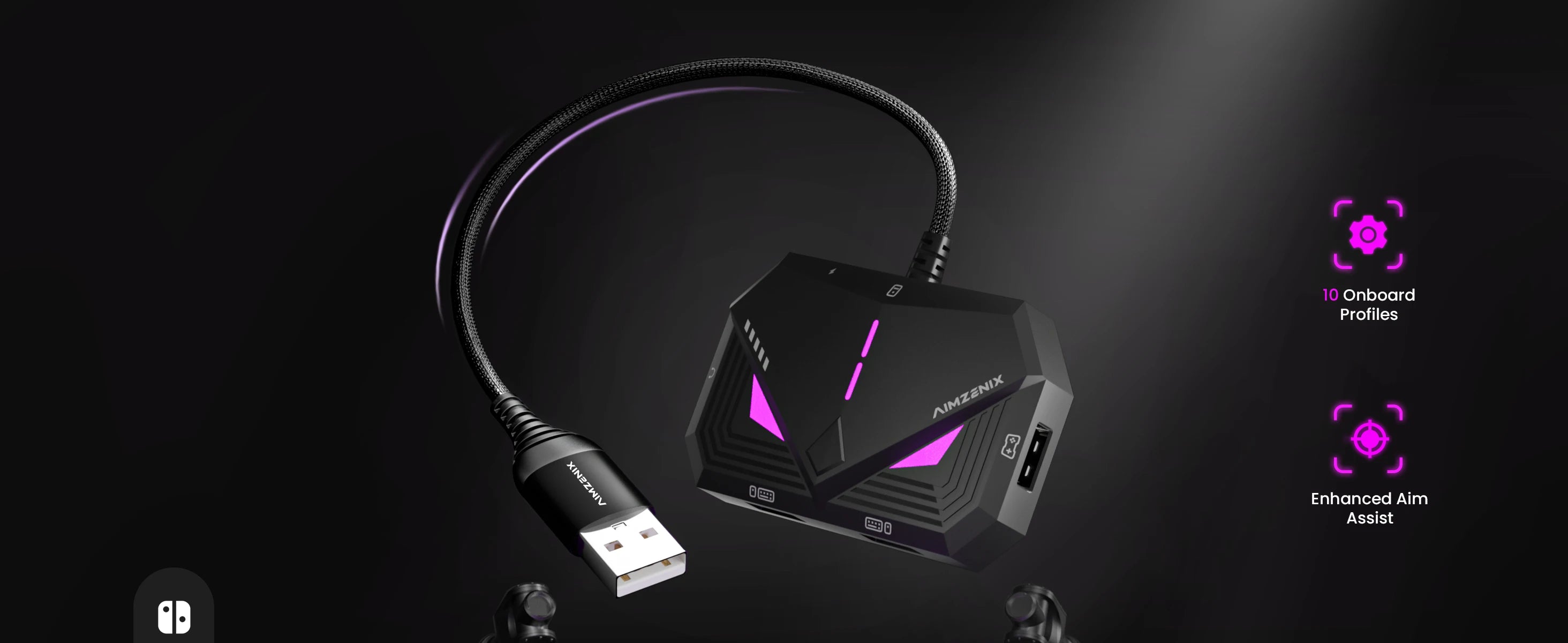 Aimzenix Blader Pro AX160 Keyboard And Mouse Converter for PS4, XONE, X360, XSS, XSX, N-Switch, Supports 3.5mm Headphones, APP