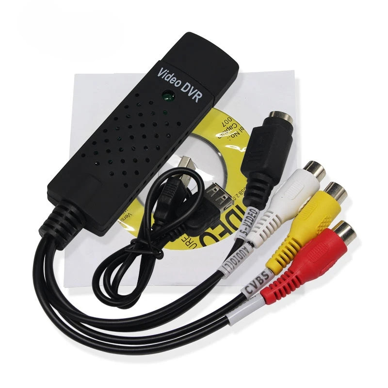 USB Video Capture Card Easy Cap VHS VCR Mini DV Hi8 DVD to Digital Converter RCA/S-video to USB 2.0 Audio Video Record Capturer