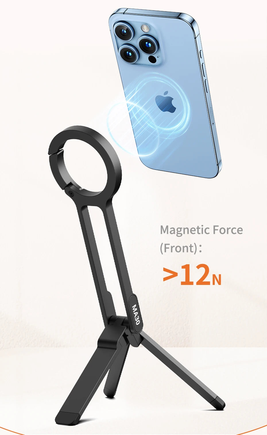 Ulanzi MA30 Carabiner-Mounted Phone Tripod for iPhone 15 14 13 12 Pro/Pro Max Dual-sided Magnet Tripod Desk Mount Phone Handle
