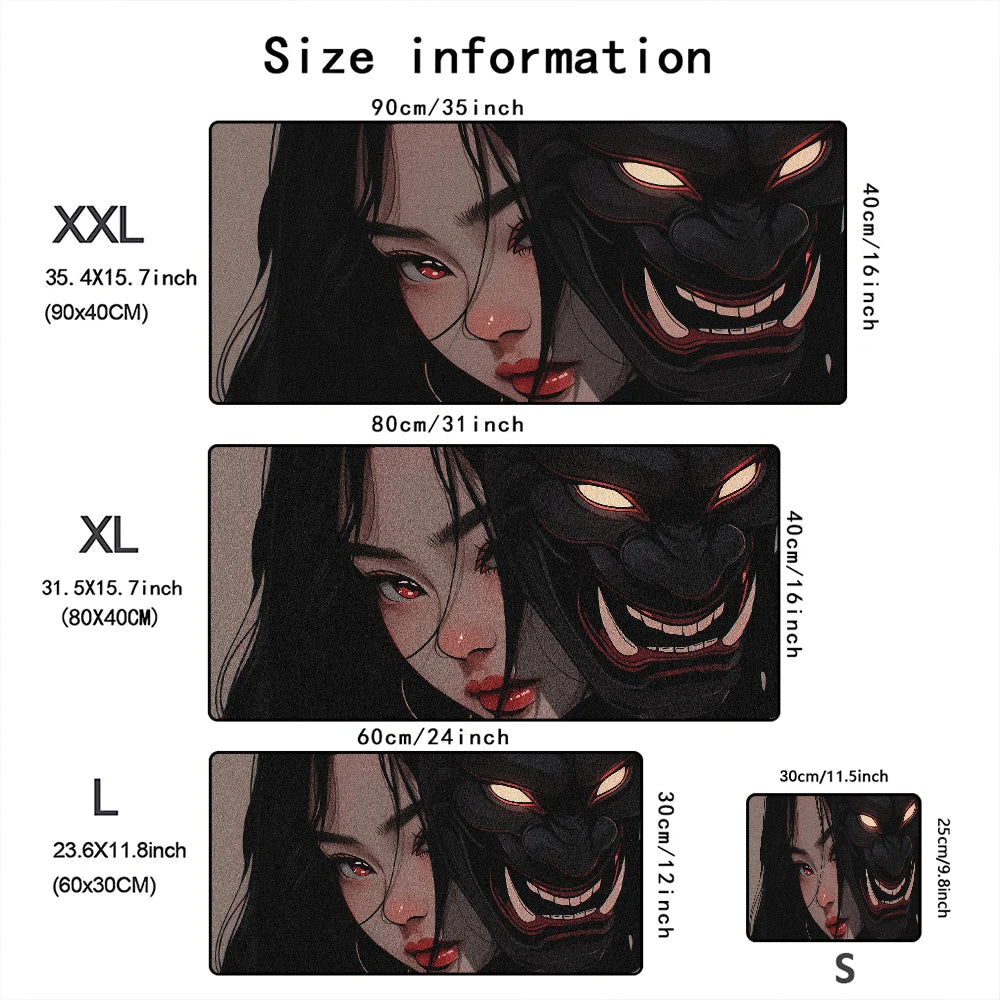 Mask anime girl Mouse Pad Large Computer Office Game Table Mats XXL Rubber Anti-slip Gaming Keyboard Mousepads Long Desk Pads