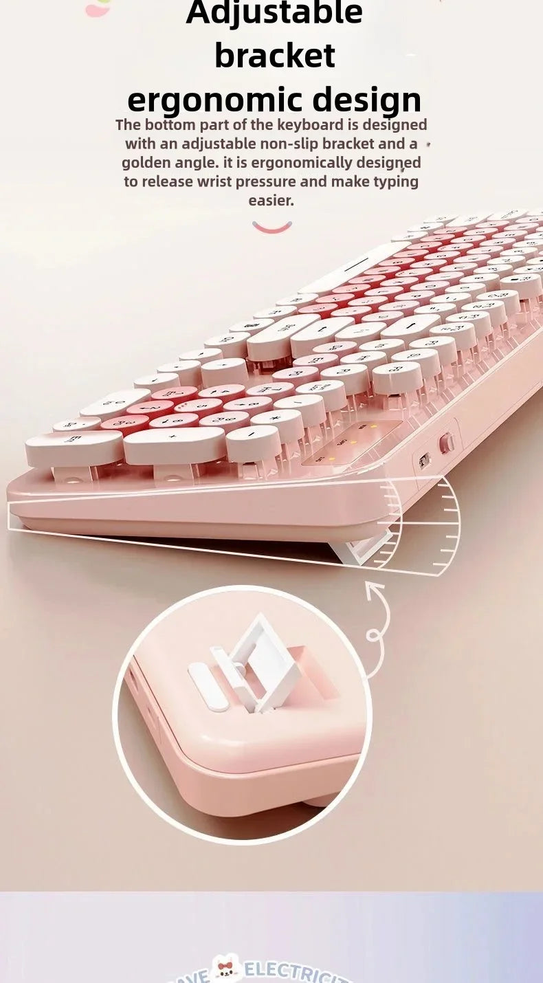 Green Wireless Keyboard And Mouse Set Punk Desktop Laptop Office Color Fingerboard