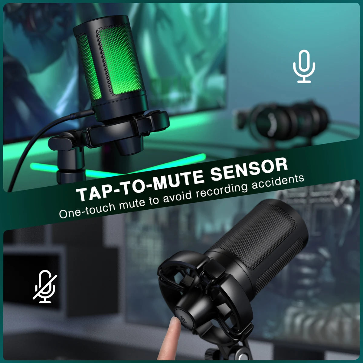 AmpliGame by FIFINE RGB USB Gaming Microphone with Light-touch Mute,Condenser Mic with Tripod for PC,PS4/5,Laptop Streaming-A2 - WinSupport Tech