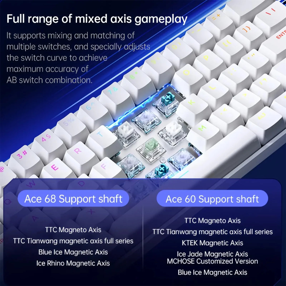 MCHOSE ACE68 Magnetic Keyboard Wired Mechanical ACE60 Pro for Gaming 0.01mm RapidTrigg 8000Hz SOCD/Rs 0.125ms 128K Sampling Rate