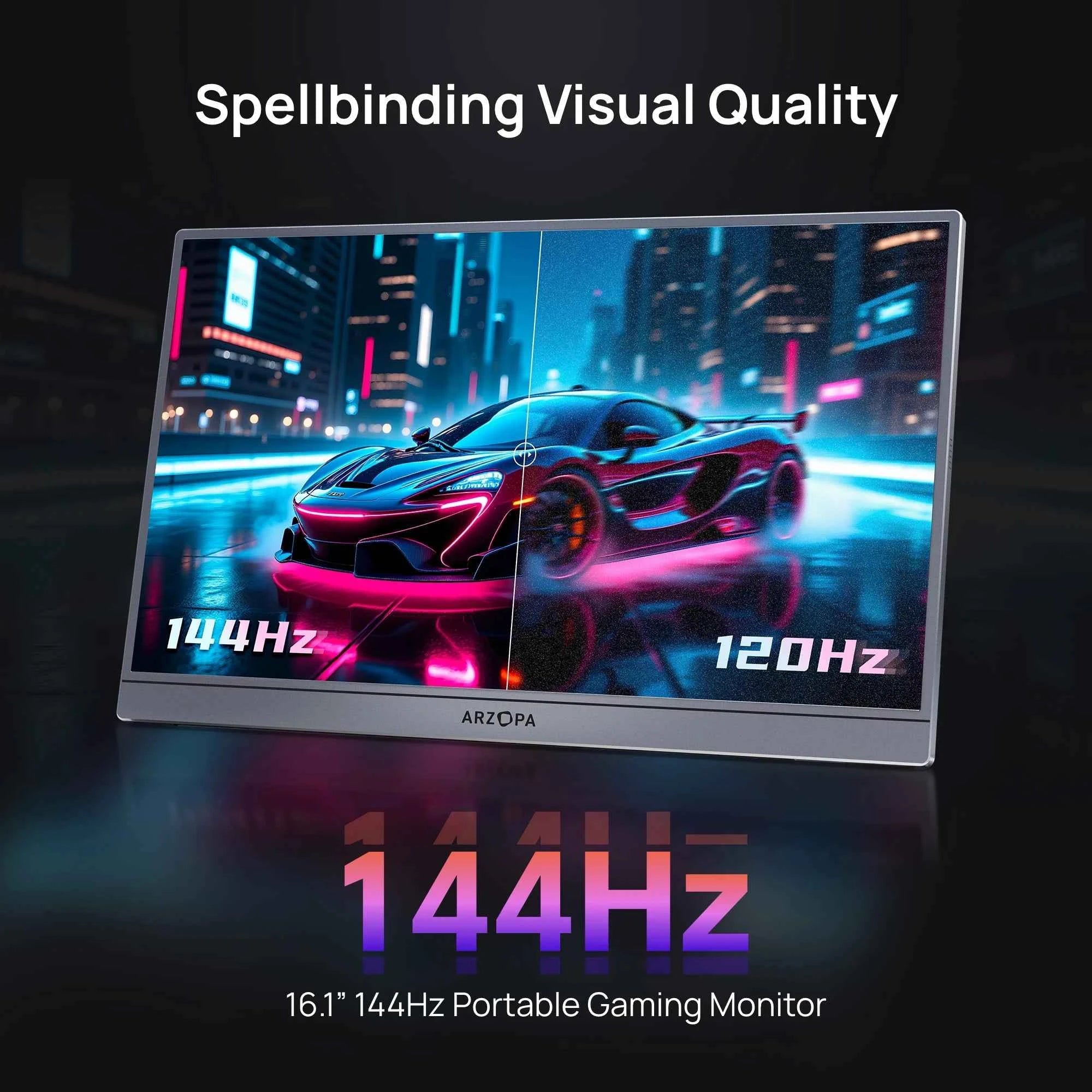 [New] ARZOPA 16.1'' 144Hz Portable Monitor,106% sRGB,1080P,with storage Bag,External Second Screen,Z1FC-Grey