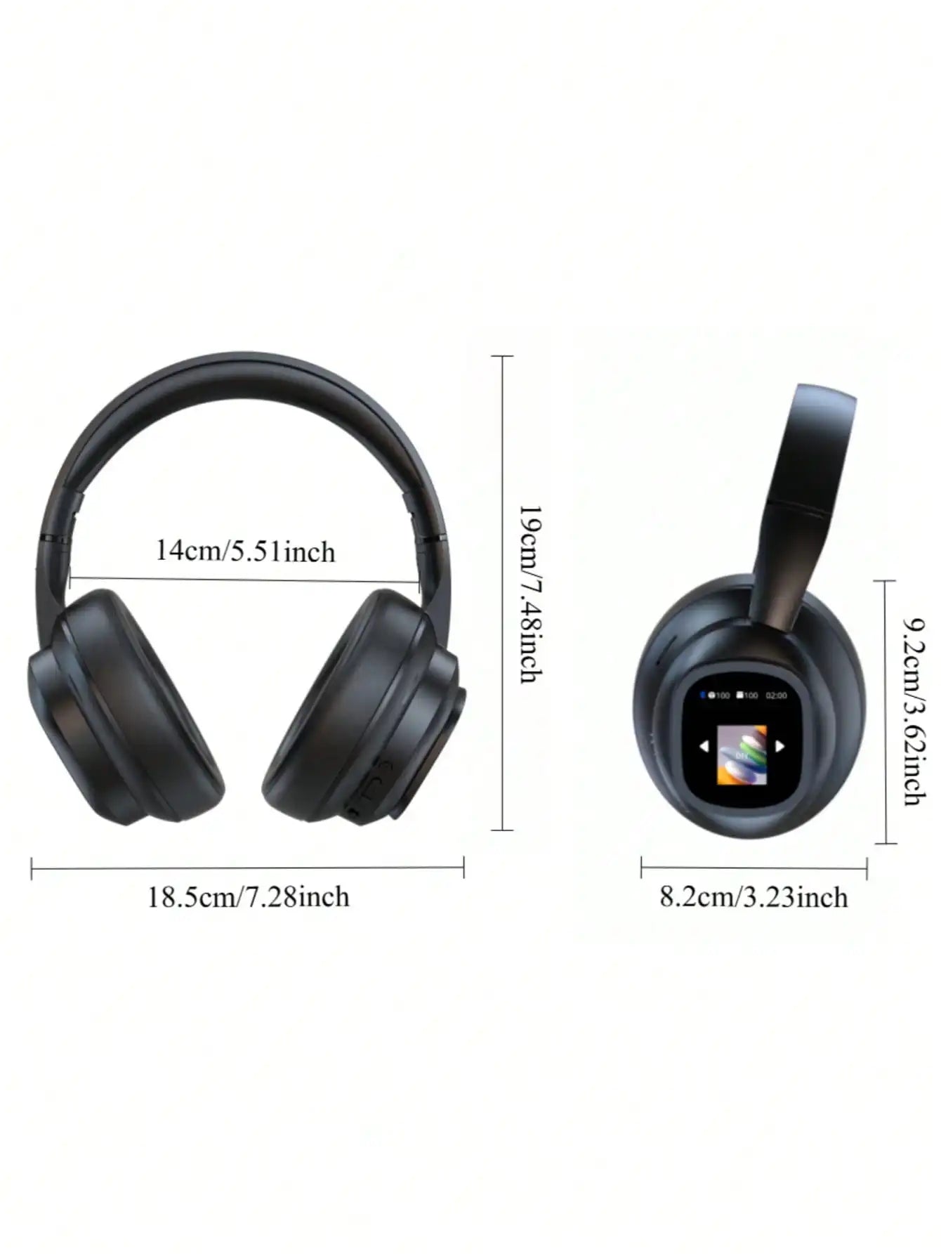 AI Translation Wireless Headphones, Magnetic LCD Touch Screen, Foldable Retractable Design, Real-time 115 Languages Translation, BT6.0, Multi-functions for Photo, Flashlight, Alarm & Voice Recording, AUX Wired Supported