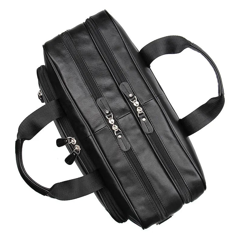 High Quality Genuine Leather Men Briefcase Business bag Crazy Horse Leather Large 17