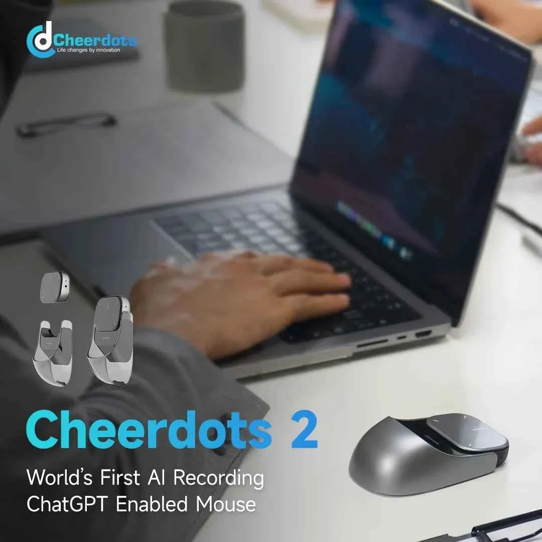 Cheerdots 2 Wireless Controll ChatGpt Detachable Air Mouse Wireless Touchpad All-in-one Pocket AI Recording Enabled Mouse Office