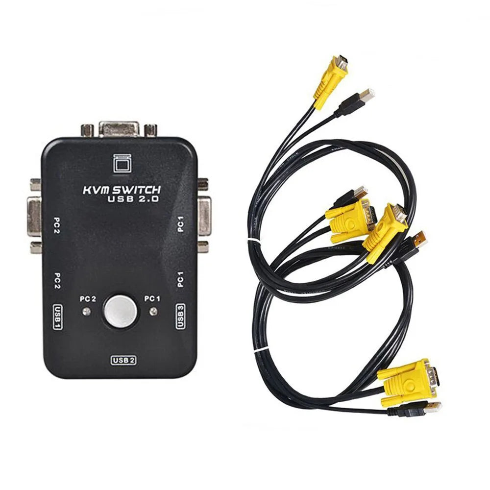 Newest USB KVM Switch Switcher 2 Port VGA SVGA Switch Box USB 2.0 Mouse Keyboard 1920*1440 Professional Video Switch Hot Sale