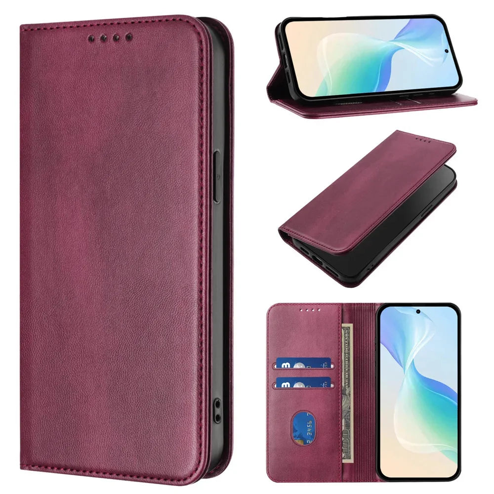 For iPhone 17 Pro Magnetic Wallet Flip Luxury Leather Case on For iPhone 17 16 15 14 13 12 11 Pro Max Plus 17 Air 16E Back Cover