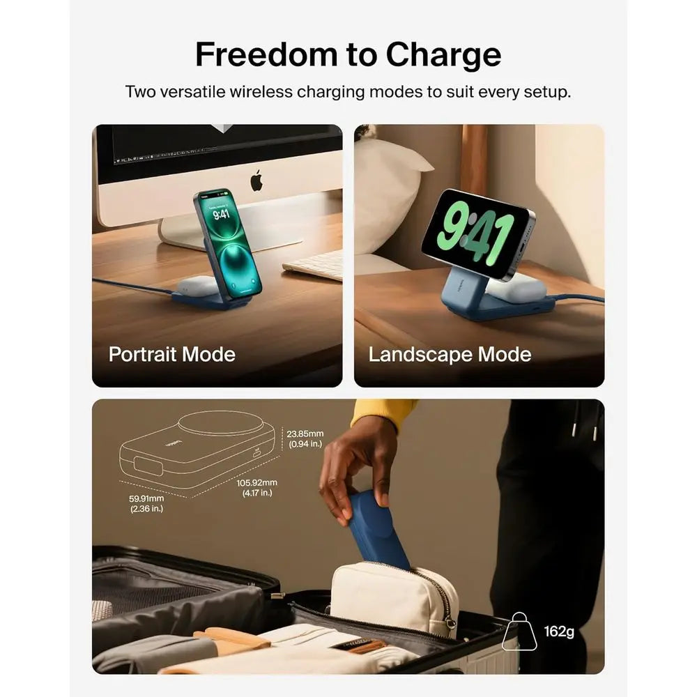 2-in-1 Qi2.2 25W Magnetic Wireless Charger with 5W USB-C Port, Compatible for iPhone 17/16/15, Pixel 10, and AirPods, Includes 4