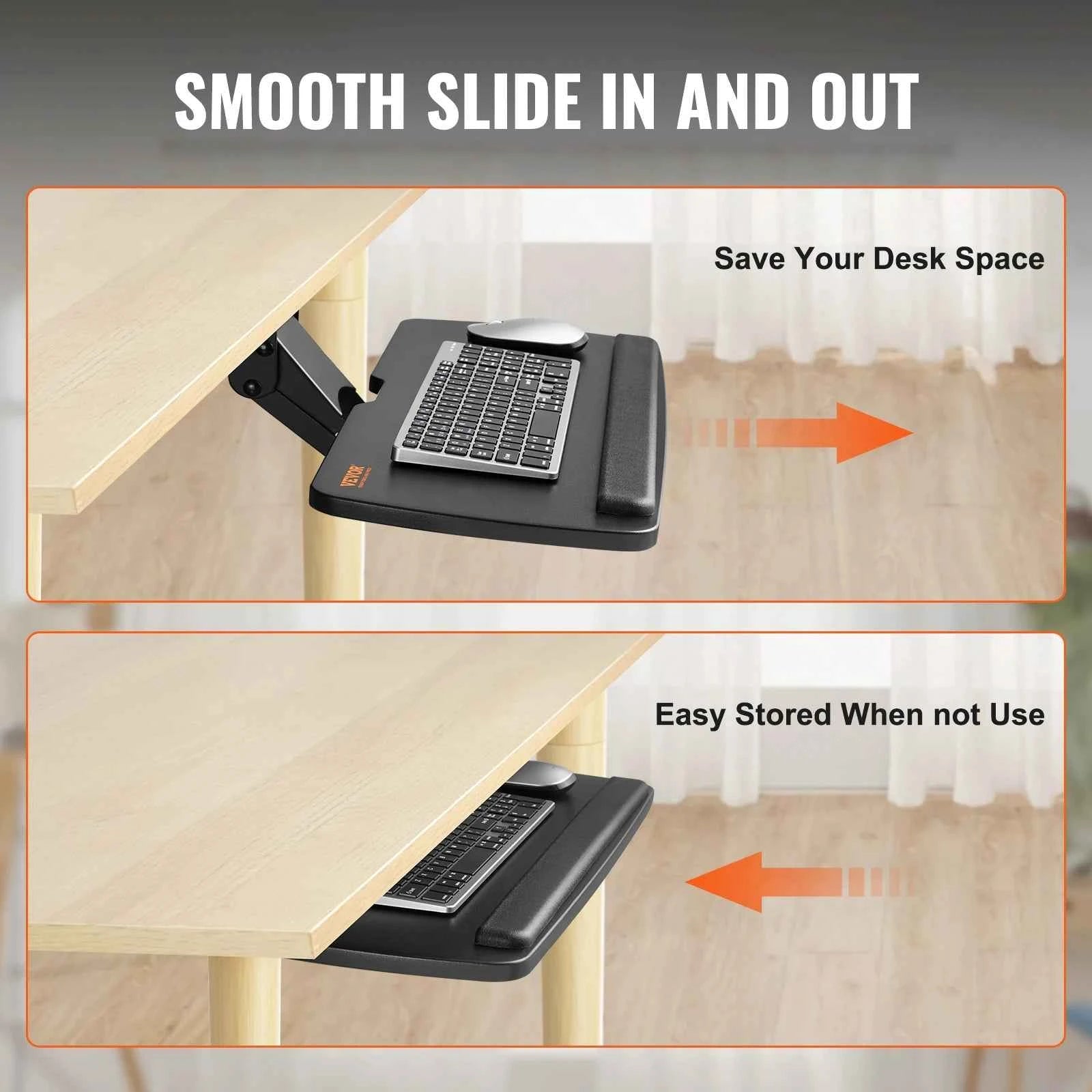 SucceBuy Keyboard Tray under Desk Adjustable Height & Angle Keyboard Tray Slide out & Holder for Typing in Home and Office Work