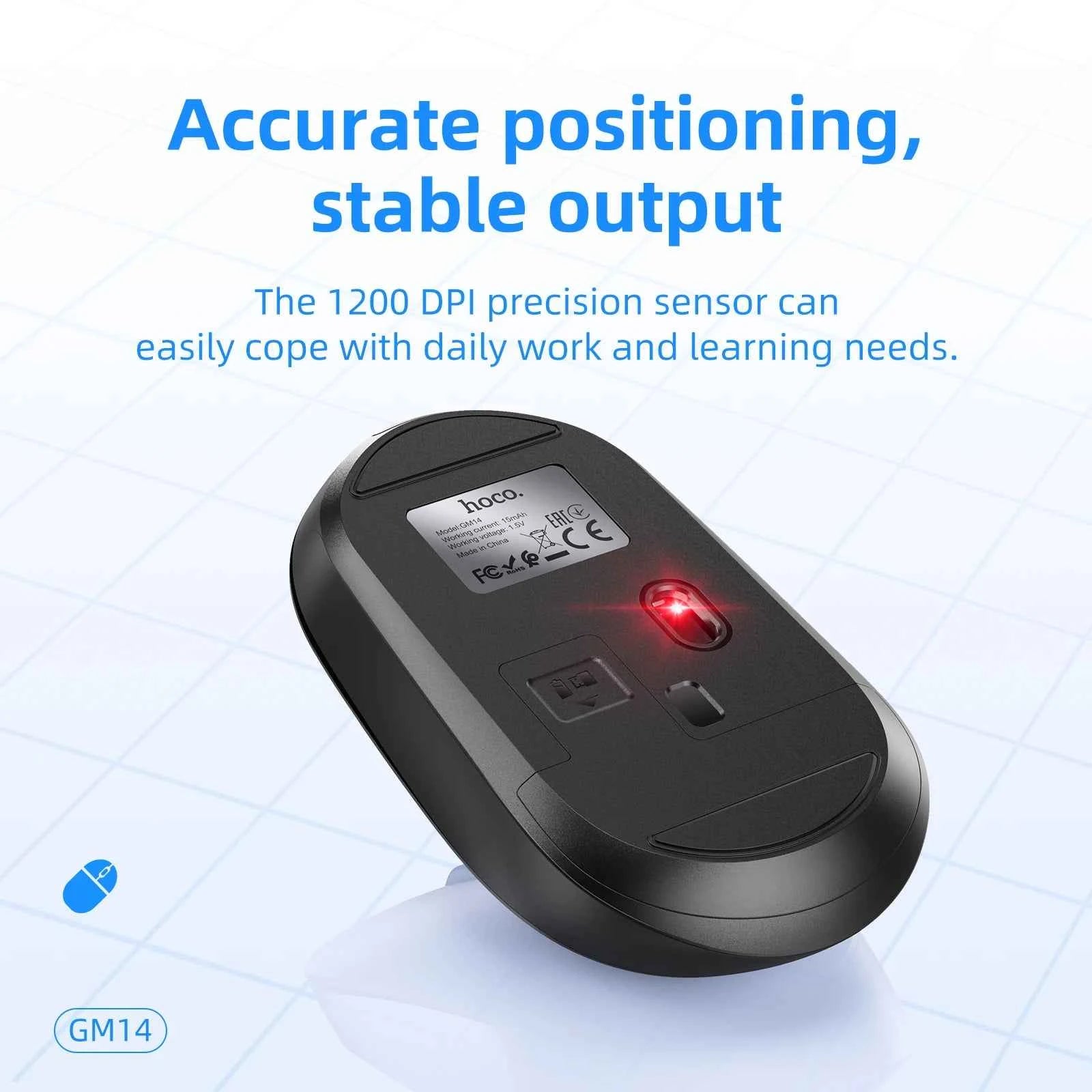 Hoco Portable Wireless Mouse 1200 DPI Silent Mouse For PC Computer/Laptop 2.4GHz Noiseless USB Wireless ABS Mice For Home Office