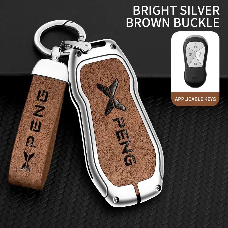 Metal Car Key Fob Cover Case Shell For Xpeng Xiaopeng P5 P7 G9 G3i Holder Interior Keychain Leather Accessories