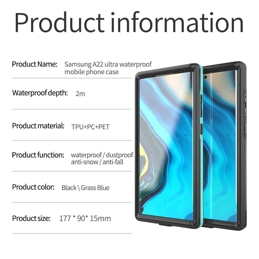 IP68 Waterproof Diving Swim OutdoorSport TPU Armor Cover Case For Samsung Galaxy S22 Ultra Plus S21 S20 Note 20 Ultra Note 10