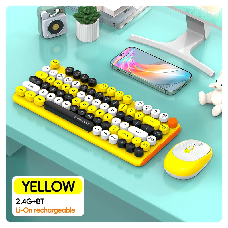 Silent round Keycap Wireless Keyboard And Mouse Combo 2.4G with 3 Steps Adjustable DPI for Macbook PC Gamer Computer Laptop