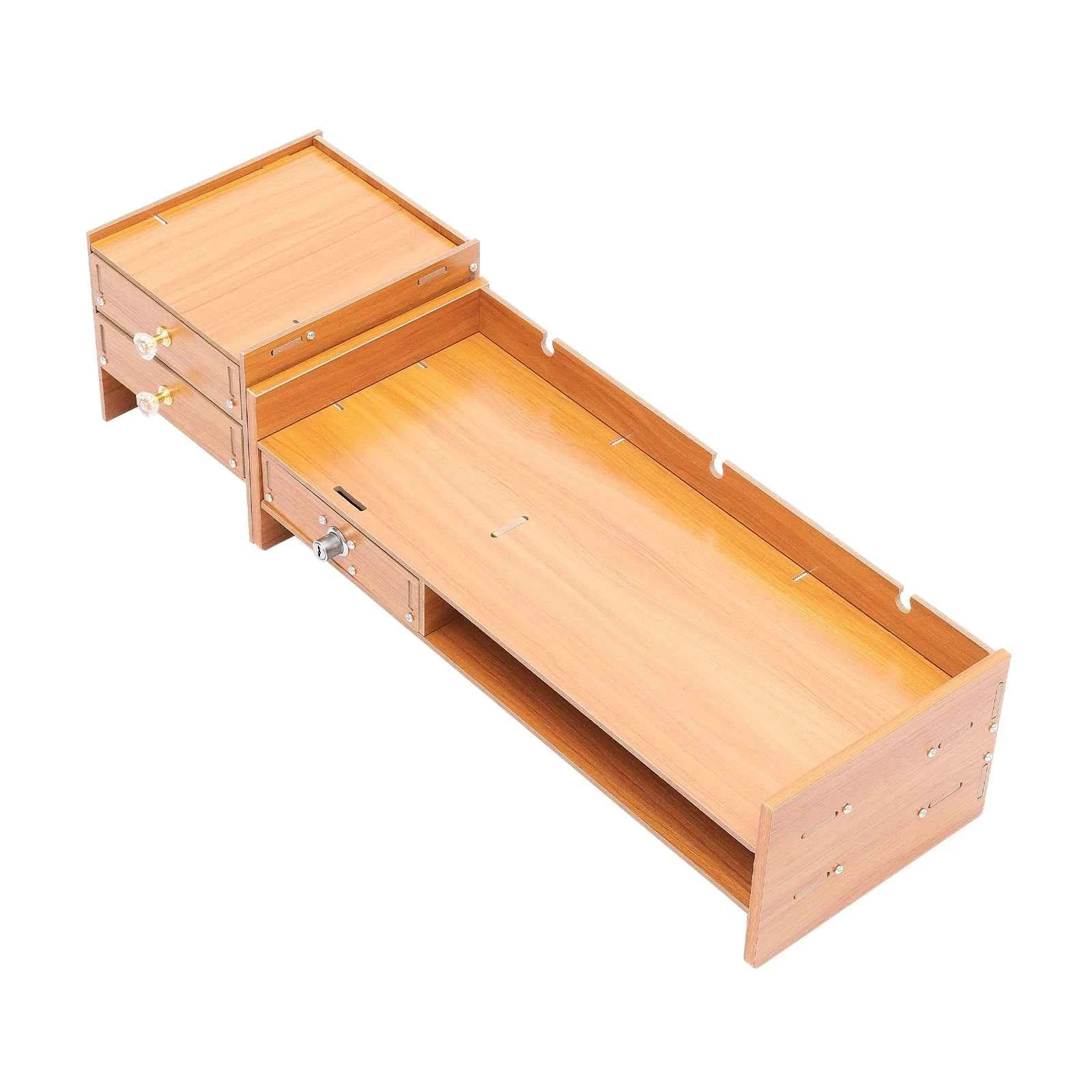 3 Drawers Computer Storage Rack Computer Monitor Stand Office Desktop Organizer Cabinet 2* Keys for Study, Office, Living Room