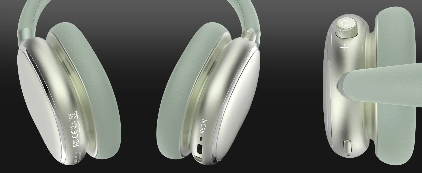 Hybrid Active Noise Cancelling Headphones with Knob Control 65H Playtime Over Ear Headphones Wireless Bluetooth 6.0 Hi-Res Audio