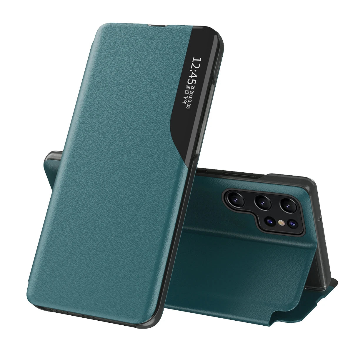 Smart View Window Leather Flip Phone Case with Kickstand For Samsung S26 Ultra S25 Edge S24 S23 S21 S20 FE S22 Plus + Note 20