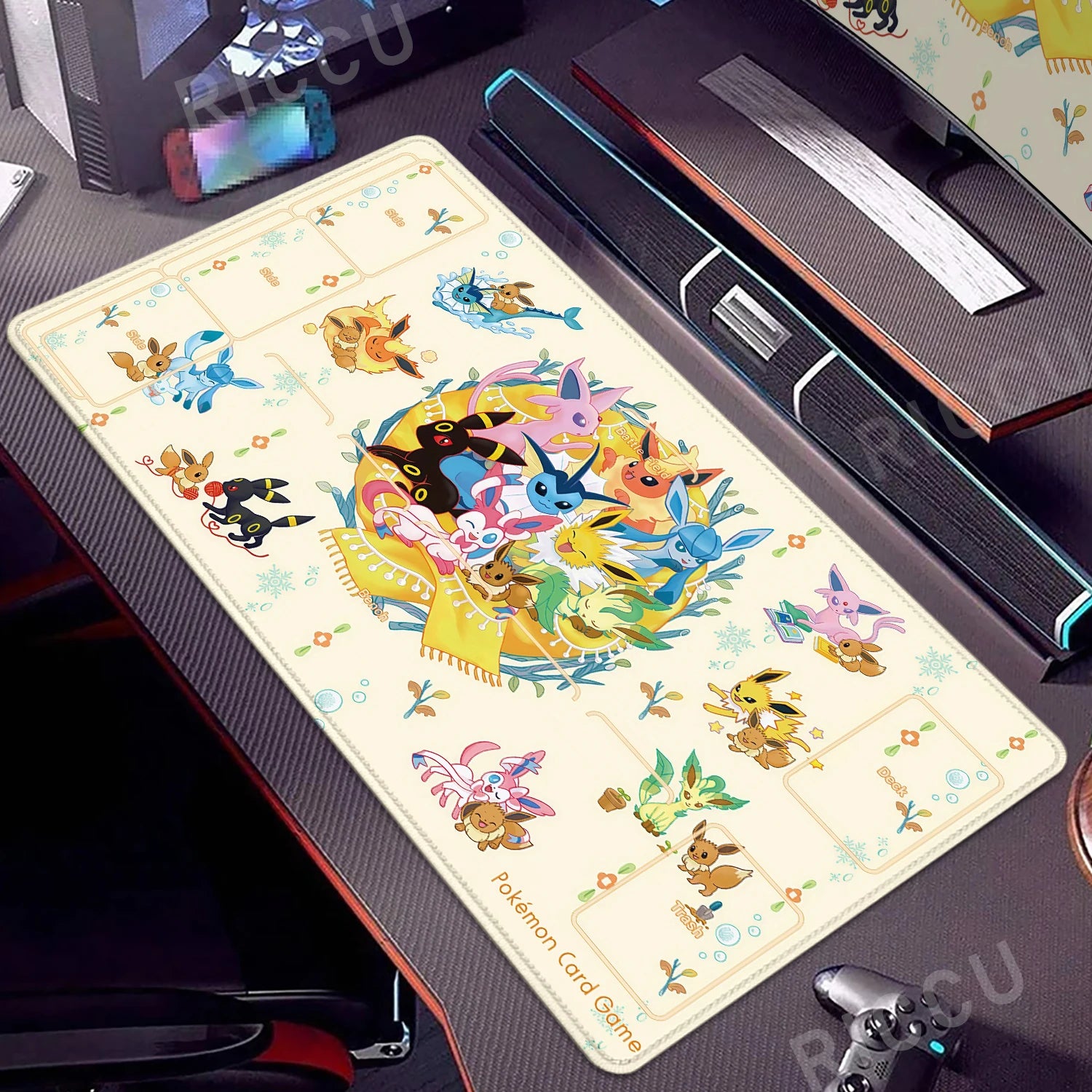 Large Mouse Pad Anime Gaming Speed Mousemat Eevee Desk Mat Gamer Keyboard Mousepad Office Accessories P-pokemon Kawaii Deskmat