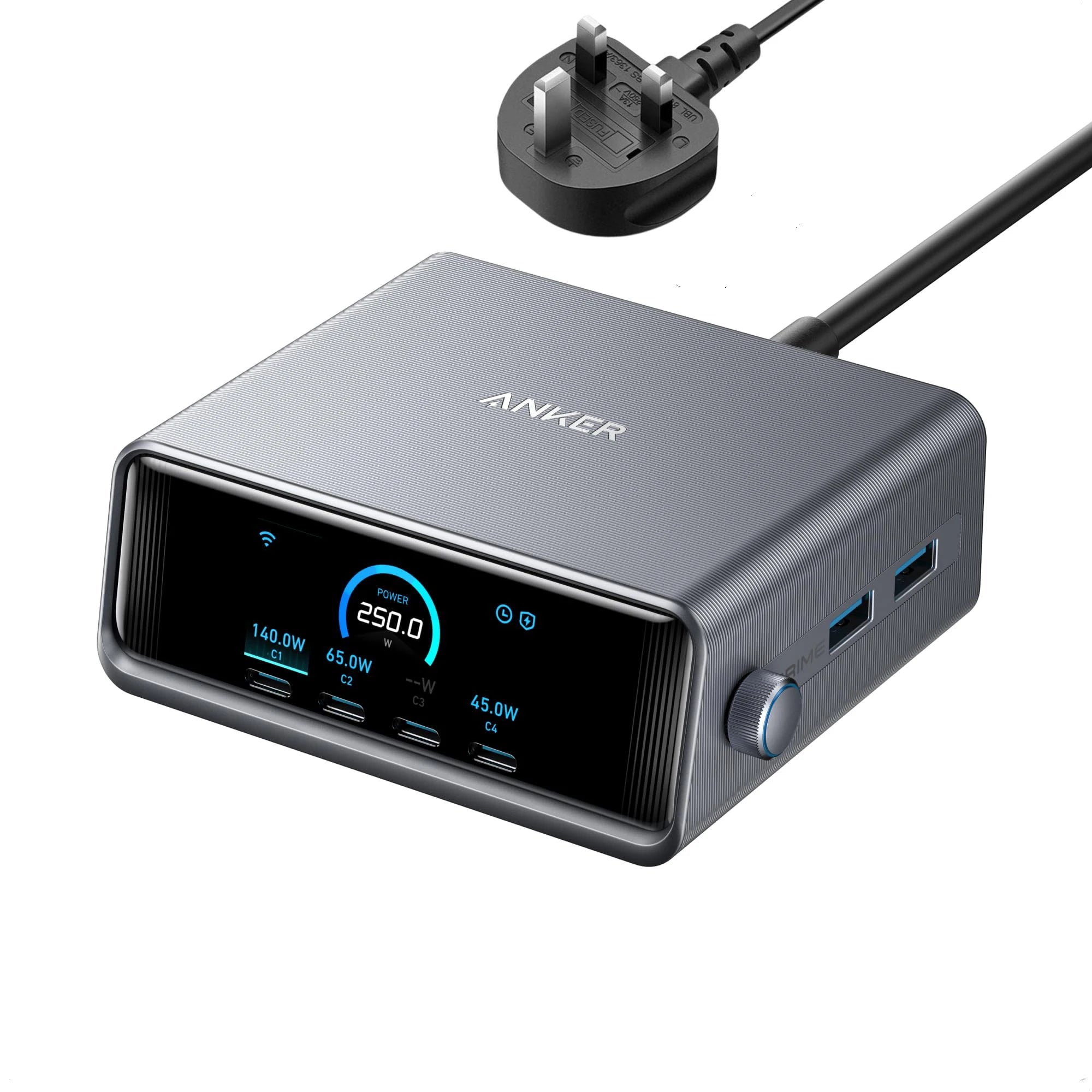 Anker Prime 250W USB-C Charger, Ultra-Fast 6-Port GaN Charging Station, 2.26