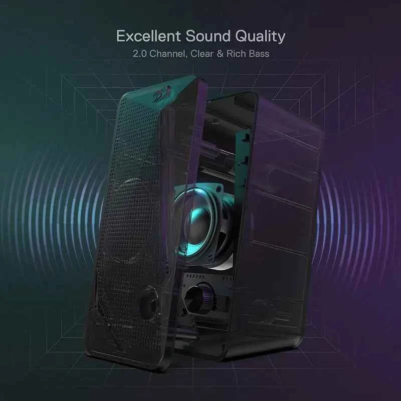 Redragon GS510 Waltz RGB Desktop Speakers, 2.0 Channel PC Computer Stereo Speaker with 4 Colorful LED Backlight Modes