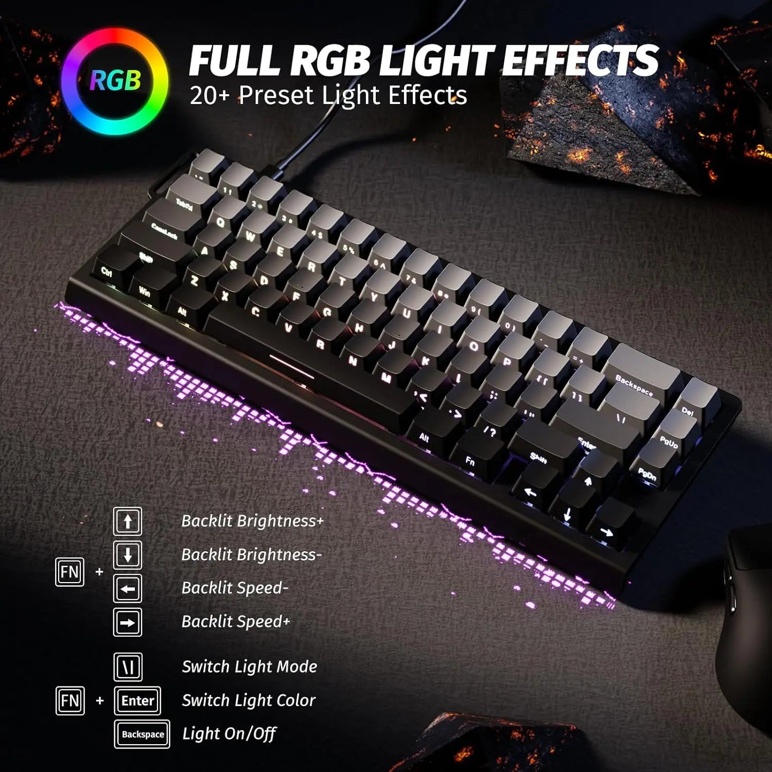MAMBASNAKE x Attack Shark X68 HE Gaming Keyboard & R1 Mouse Combo,8KHz Magnetic Switch Keyboard
