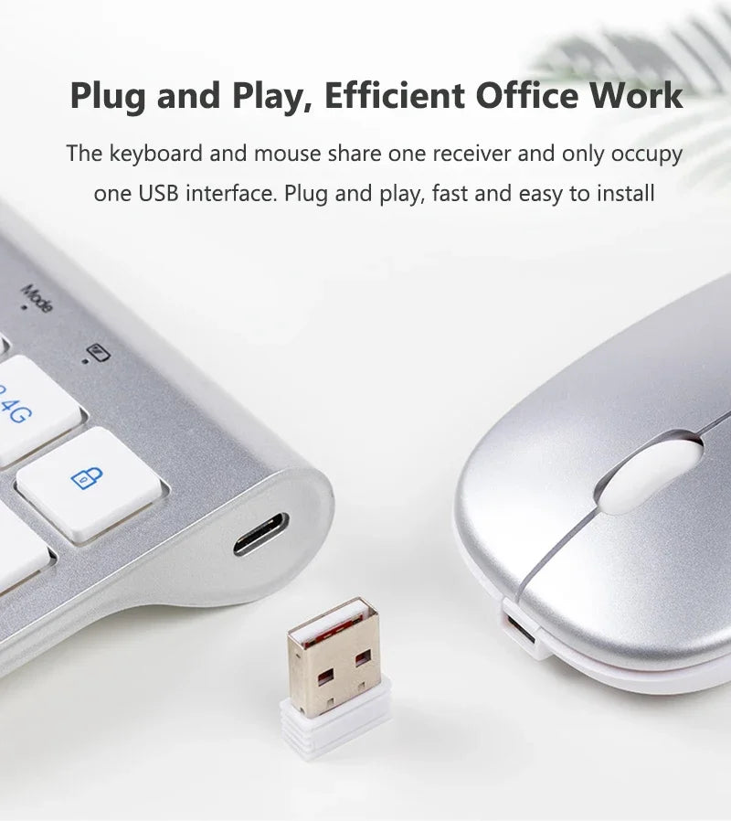 Bluetooth 5.0 & 2.4G Wireless Keyboard and Mouse Combo Multimedia Keyboard Mouse Set for iPad Macbook Android Laptop PC TV