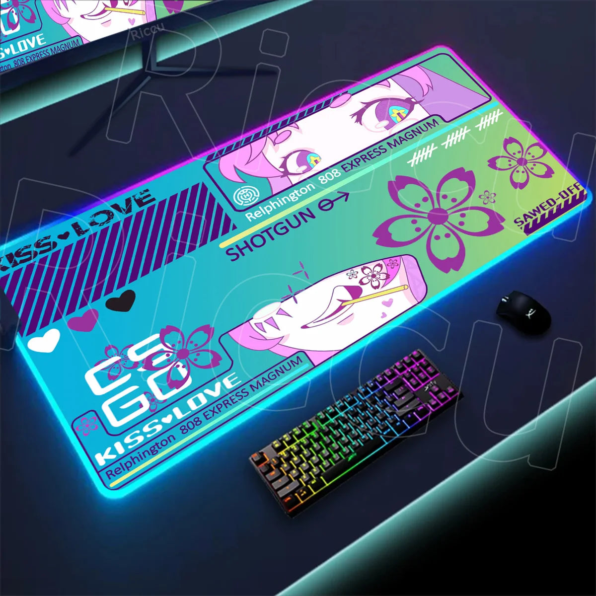 RGB Mousepad Large Size LED Glowing Keyboard Table Pad XXL CsGo Print stream Gaming Mouse Pad Non-slip Rubber Mat With Backlight