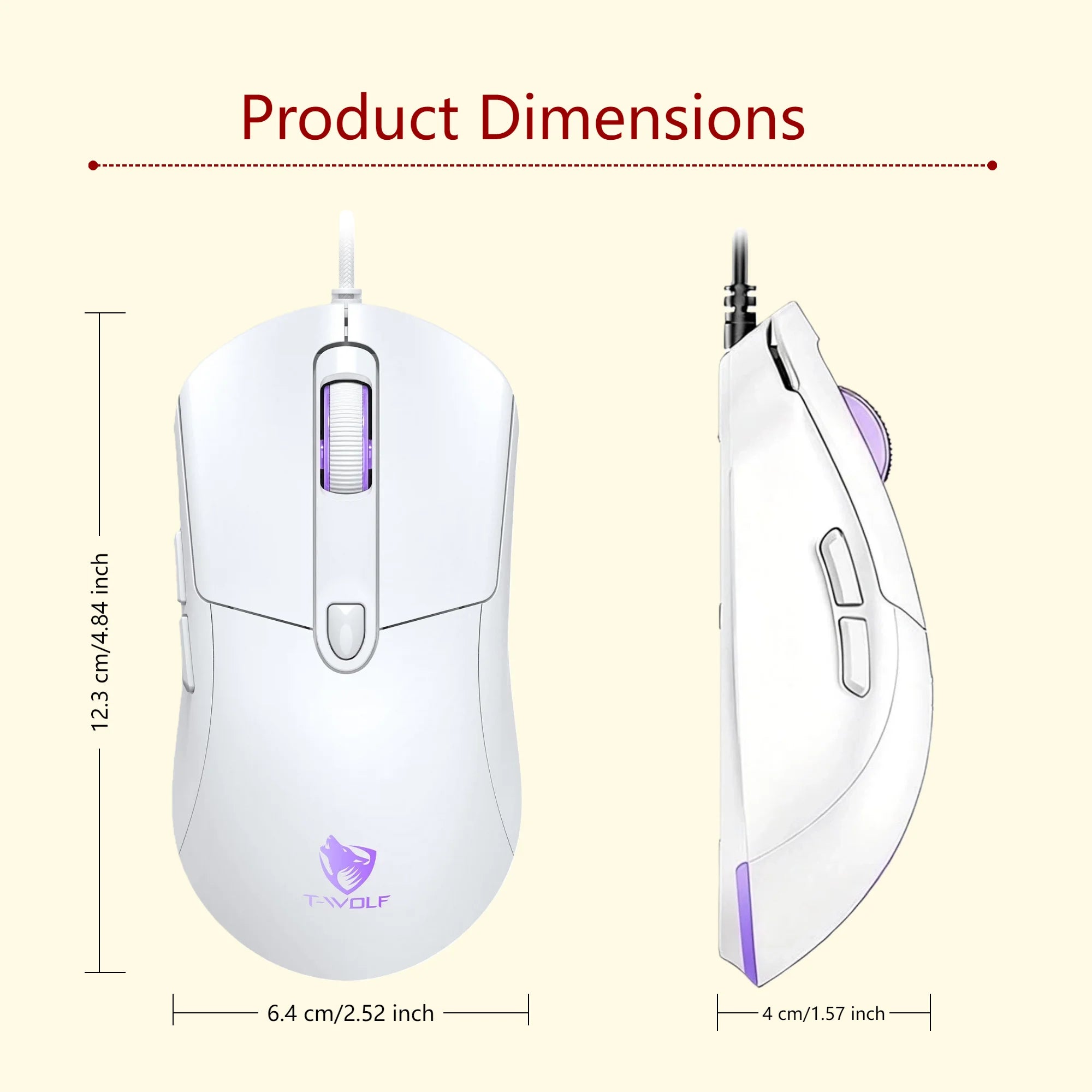 Wired Gaming Mouse RGB 6 Buttons Programmable 4 DPI Adjustable Ergonomic Gamer Mouse USB Gaming Mice with Breathing Light 1.5m Braided Cable for PC Laptop Computer Desktop E-sports Gaming Mouse Purple Optical Mouse Wired Gami
