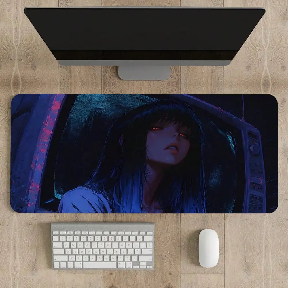 1pc Anime Cool Girl Gaming Mouse Pad, Large Non-Slip Rubber Base Mousepad, Keyboard Mouse Mat, Desk Pad With Stitched Edges For Desk Home Office