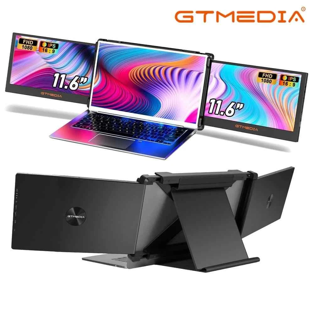 GTMEDIA 11.6Inch Portable Monitor 1920*1080 IPS FHD Triple Dual Extender Screen Full View Fold Display For 13.0-17.3Inch Laptops