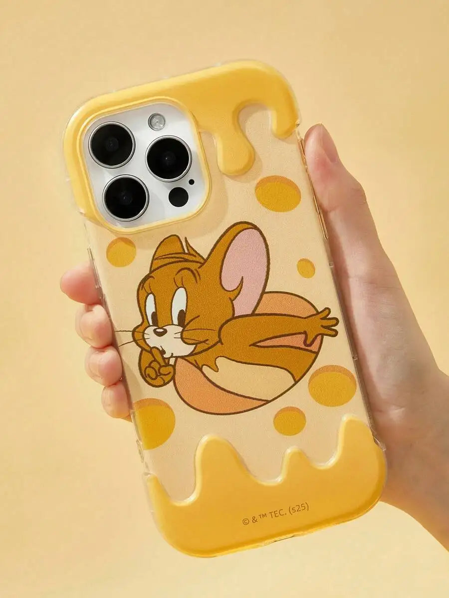Transparent Pink Cartoon-Style Phone Case with Chill Graphic Design for iPhone