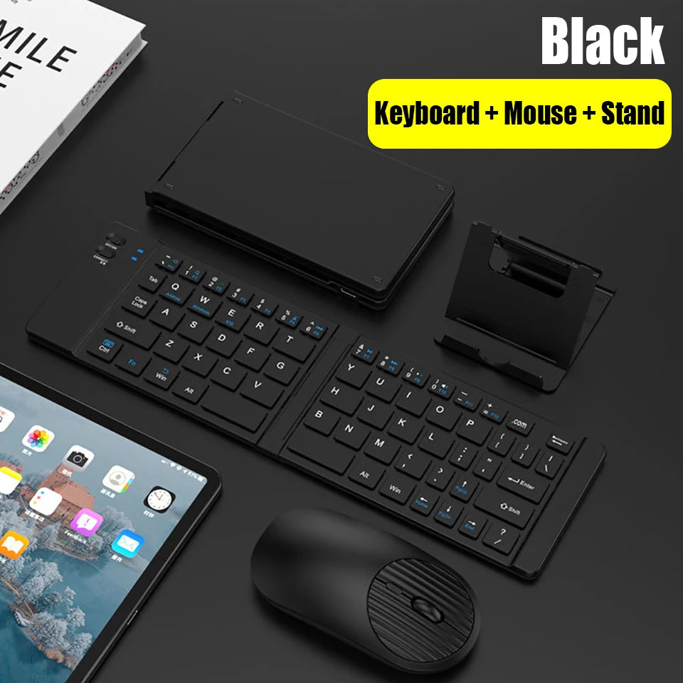 HKYC Mini two fold the third mock examination Bluetooth 2.4G keyboard and mouse set type-c charging tablet