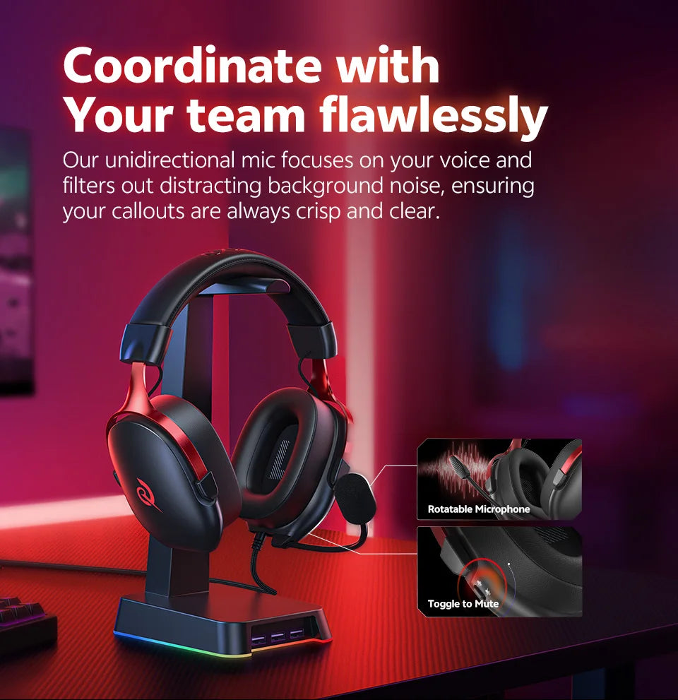 QCY VN200 Pro Wired Gaming Headset With Mic 40mm Driver 7.1 Surround Over Ear Headphones For PC PS4 PS5 Gamer Headphones