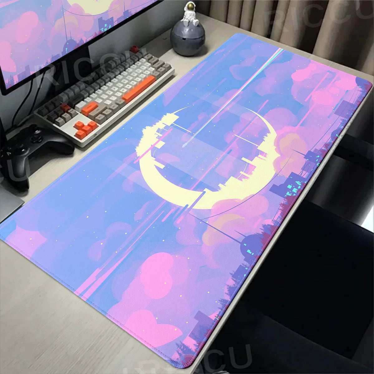 Pink Moon big Mousepad Anime Mouse Pads Gaming Mouse Pad Cartoon Non-Slip Deskmat Keyboard Mat Desk Protector Pc Accessories