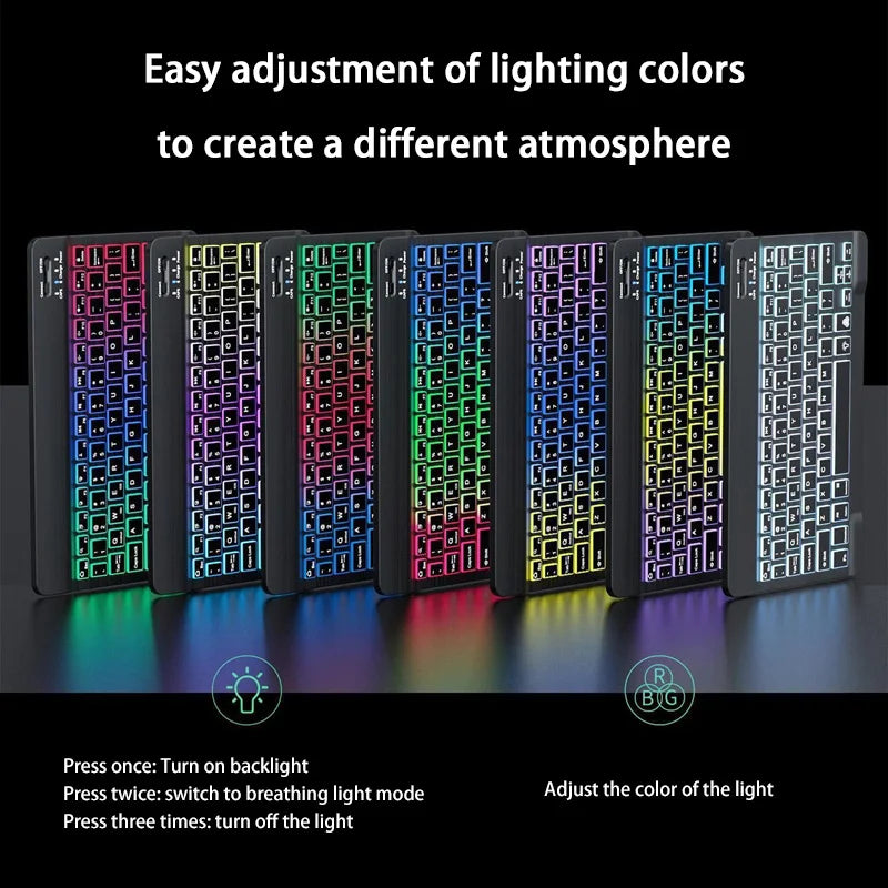 Wireless Bluetooth Backlit Keyboards RGB Colorful Gradient Luminous Mini Keyboard And Mouse Set For Apple Samsung Tablet
