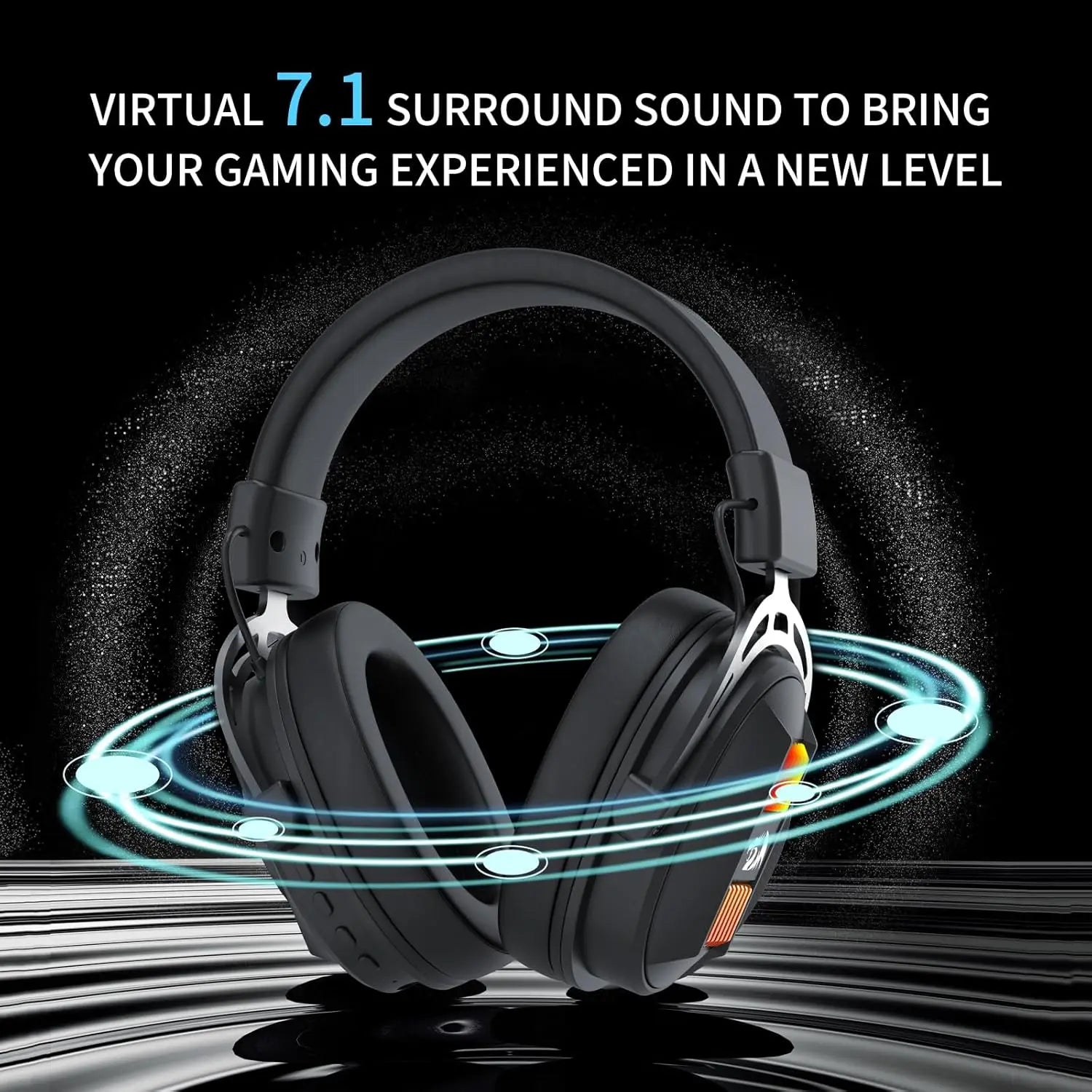 Redragon H375 Wired Gaming Headset, 53mm Drivers 7.1 Surround Sound, Detachable Noise Cancelling Mic, USB Computer Headset