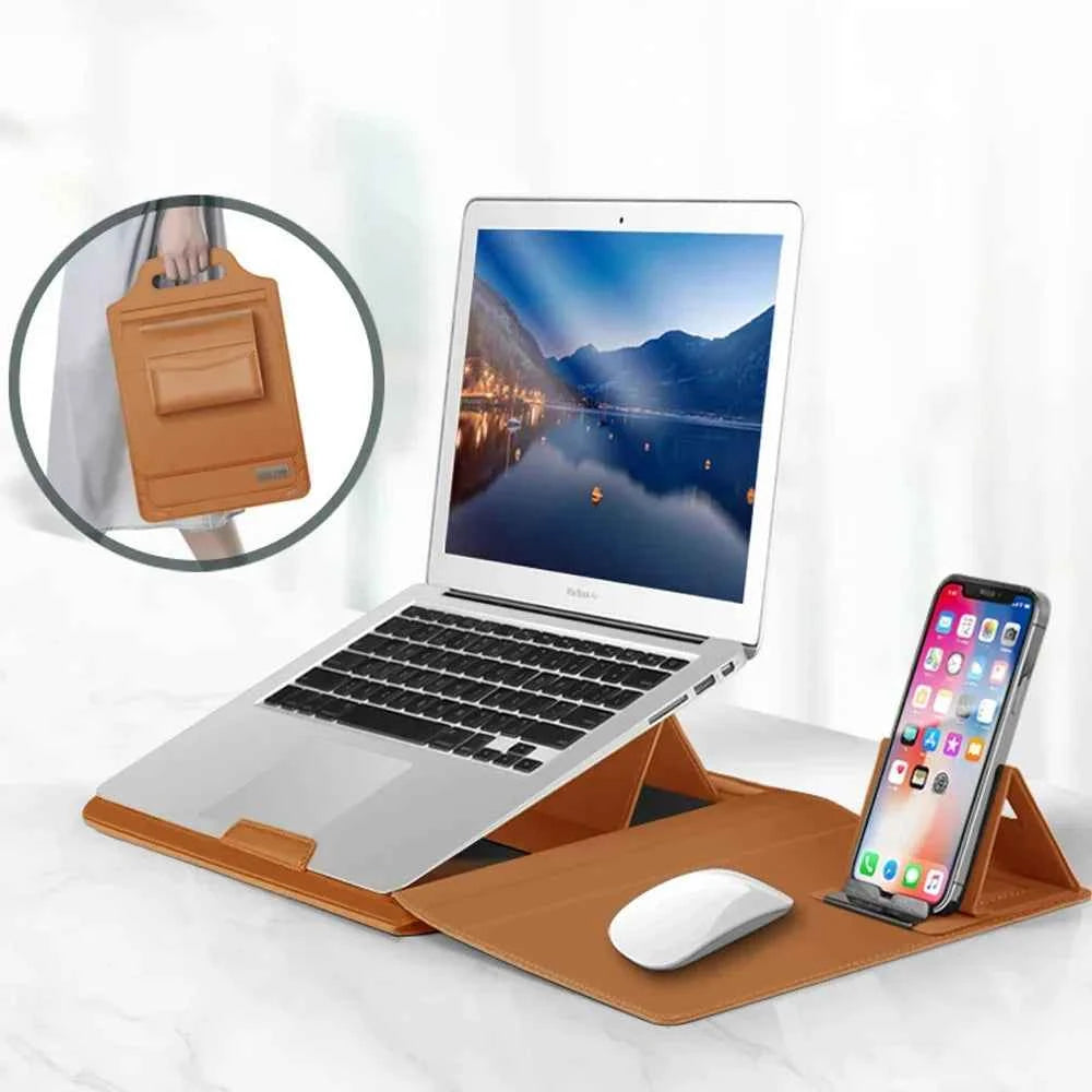 PU Leather Multi-functional Laptop Sleeve Bag Notebook Case for Macbook Air Pro 11 13 14 15 16 Pro Cover Accessories