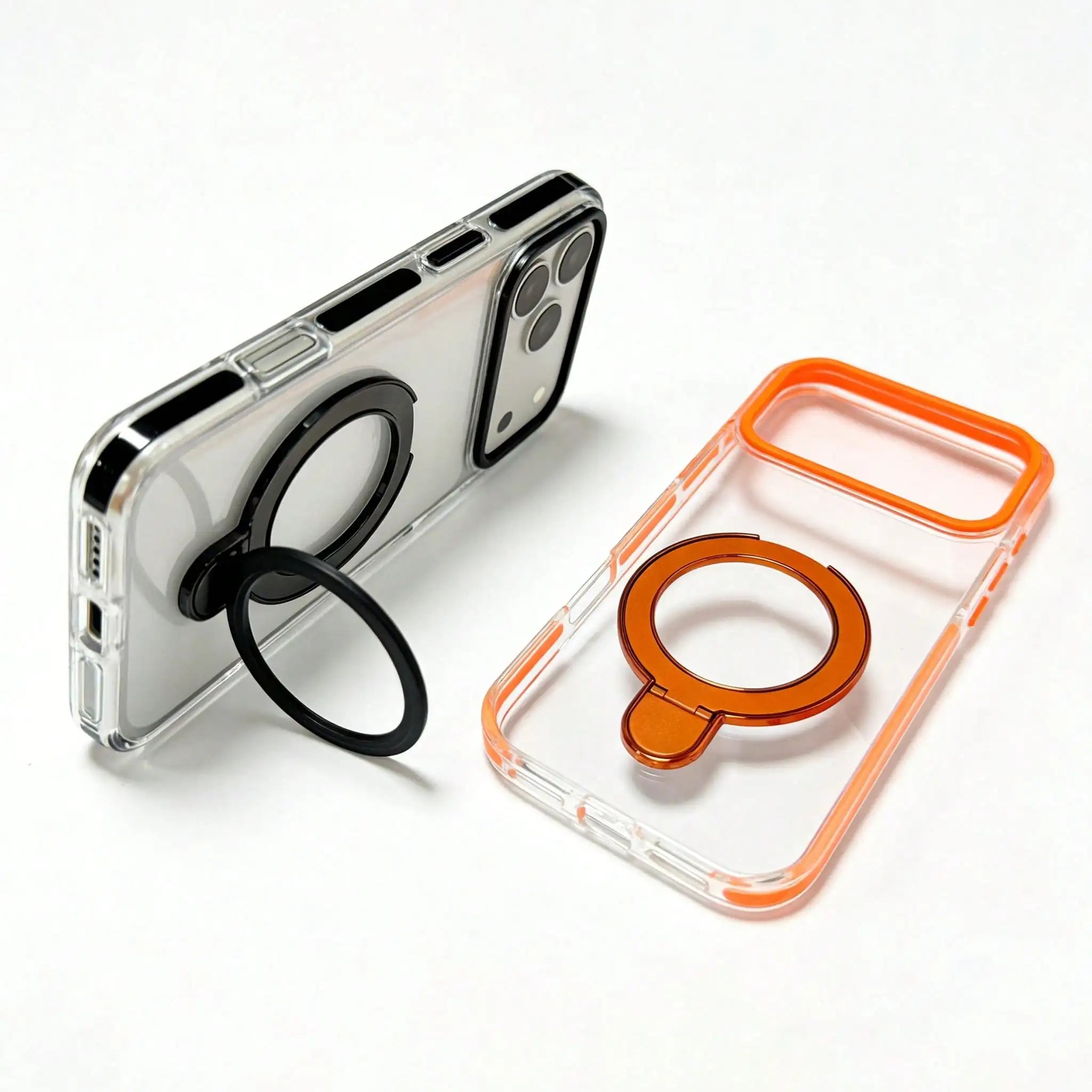 Dual-tone phone case with stand for iPhone 17/16/15/12/13/14 Plus/Pro Max/Air—shock-resistant and durable, with colorful edges
