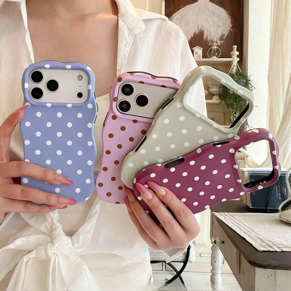 Polka Dots, Wave Resistant Phone Case, Compatible with IPhone 11/12/13/14/15/16/17 Pro Max/17Pro Series, Summer Phone Case.