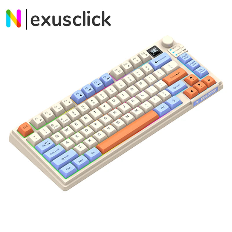 New Dual-Mode 80 Keys Wireless Gaming Keyboard Combo,2.4G/BT5.1 Keyboard Mouse Set With Rainbow-light RGB For PC Office Gaming