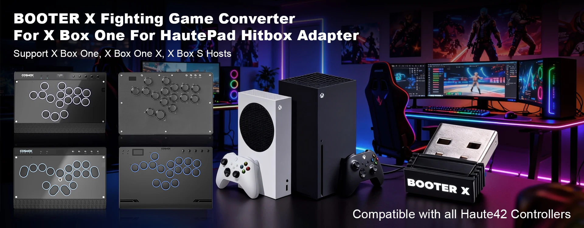 Haute42 Magnetic Stickless Arcade Controller Keyboard C16-S Hitbox Leverless Controller For PC/PS4/PS5/Switch Fight Stick Hitbox