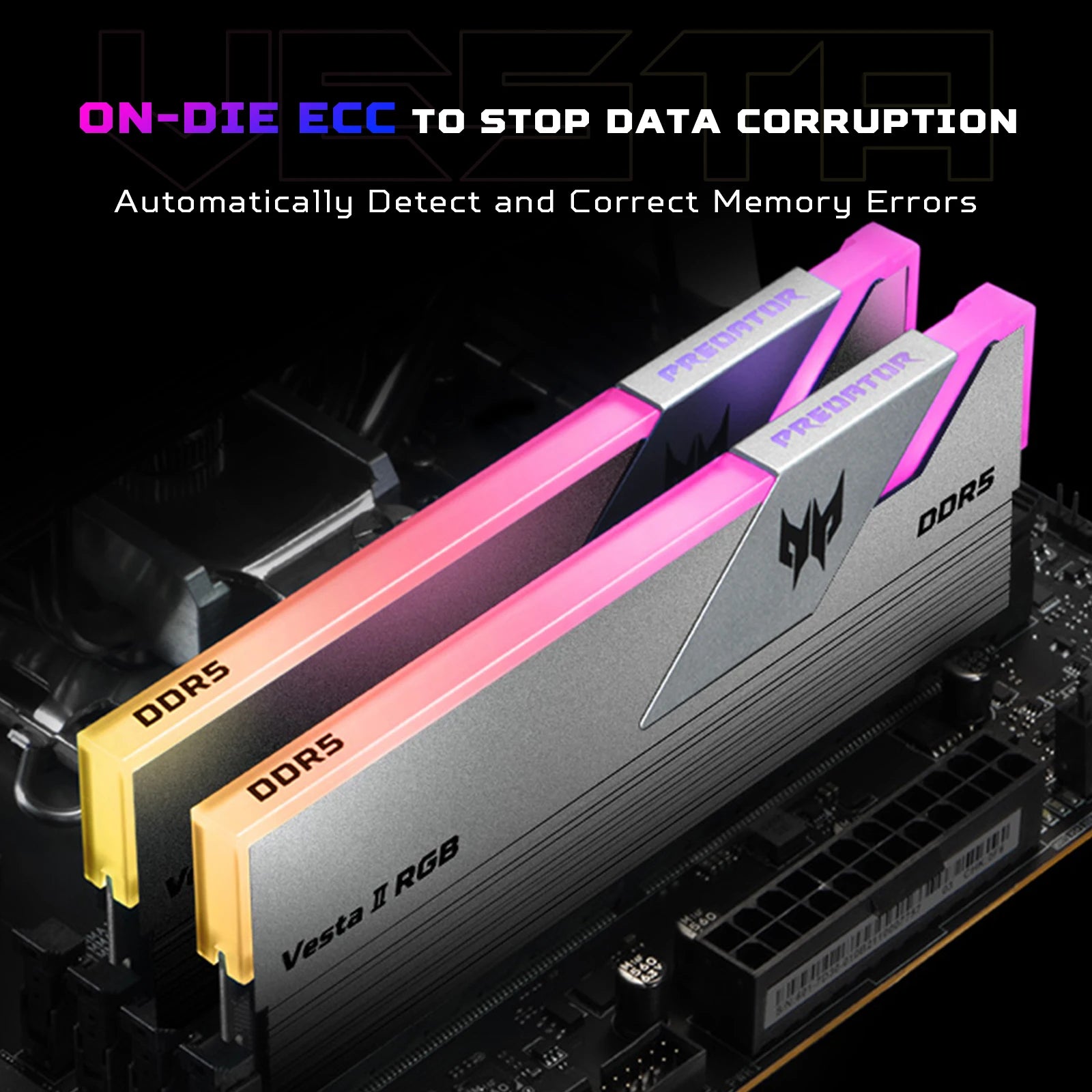 ACER PREDATOR Vesta II RGB DDR5 RAM Memory 32GB(2x16GB) 6000MHz, CL28, Gaming Computer Memory Compatible with XMP 3.0/AMD EXPO - WinSupport Tech