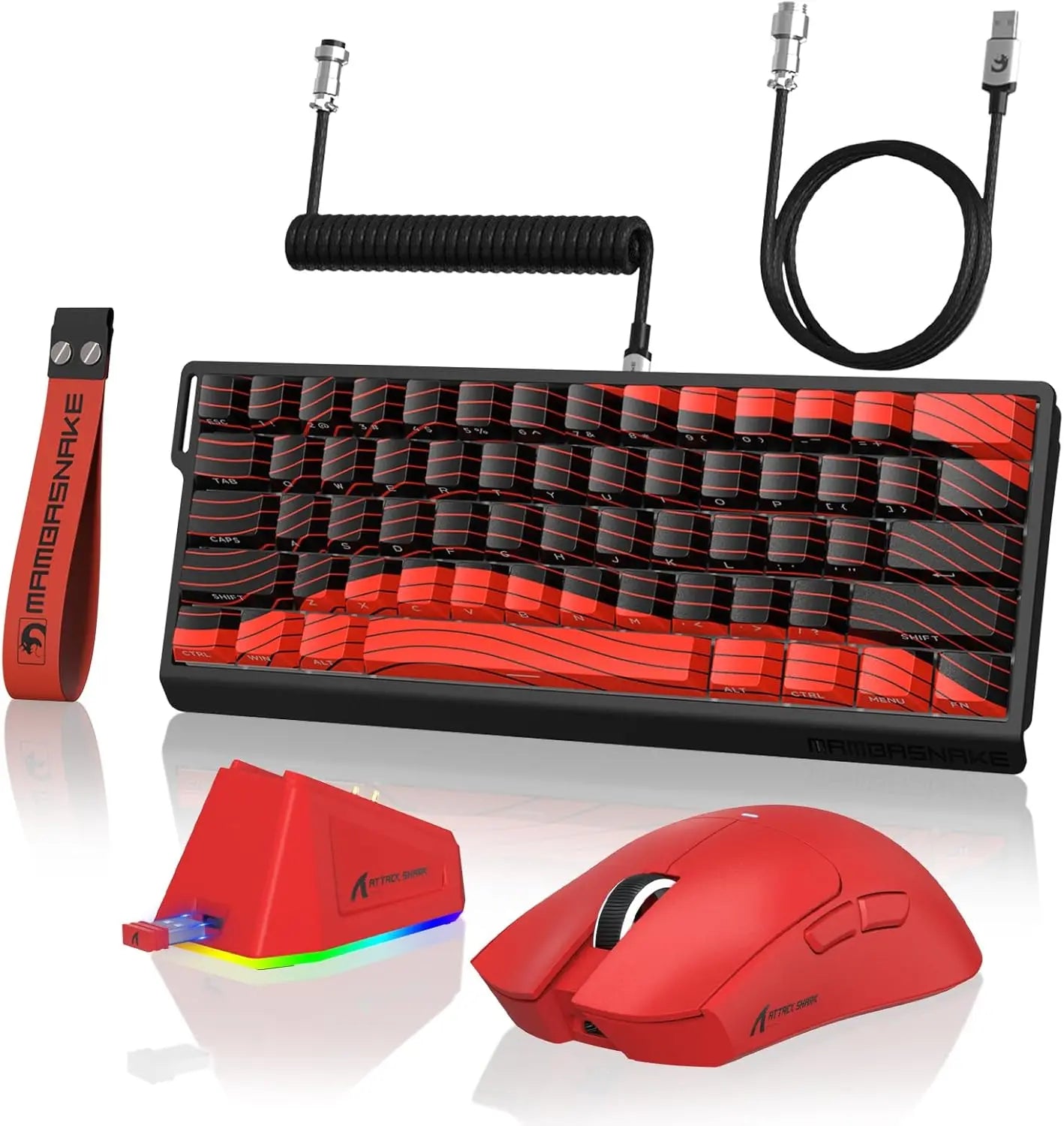 MAMBASNAKE x ATTACK SHARK X11&X60HE Mechanical Wireless Gaming Combo,Rapid Trigger Magnetic Switches 8K Keyboard