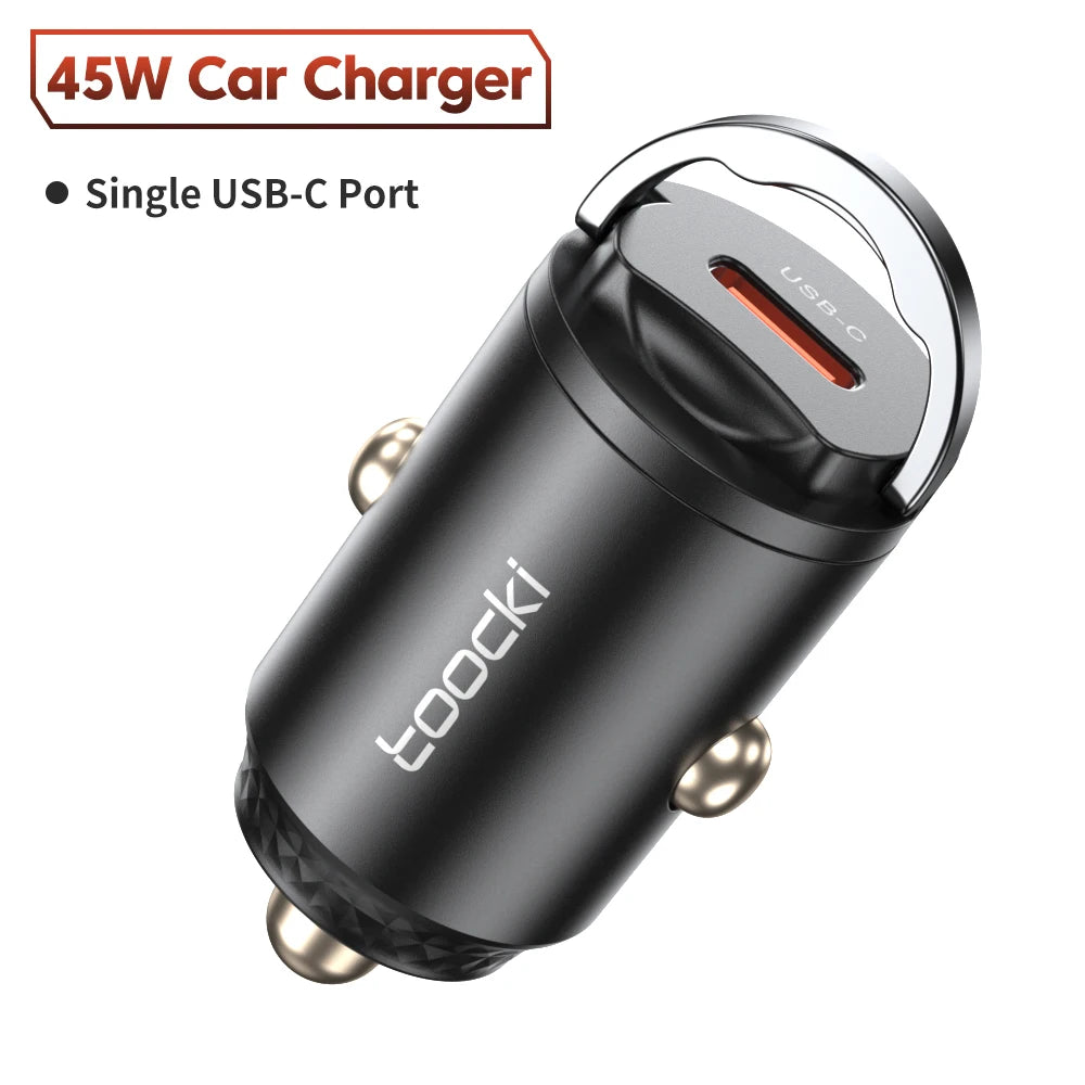 Toocki 45W USB Type C Dual Ports Car Charger Quick Charge 3.0 FCP SCP For iPhone Xiaomi Huawei Samsung Fast Charging Car Charger